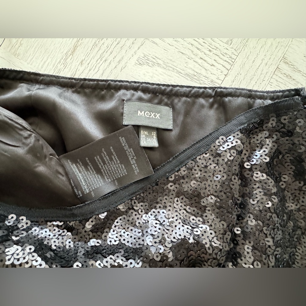 Mexx Black Mate Sequins Mini Skirt